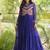 Blue georgette readymade navratri anarkali with bandhani & kutchi patchework