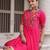 Rani silk blend readymade navratri anarkali with multi thread & mirror work