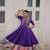 Violet silk blend readymade navratri anarkali with multi thread & mirror work
