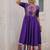 Violet silk blend readymade navratri anarkali with multi thread & mirror work