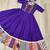 Violet silk blend readymade navratri anarkali with multi thread & mirror work