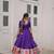 Violet silk blend readymade navratri anarkali with multi thread & mirror work