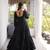 Black rayon readymade navratri anarkali with kutchi gamthi thread work