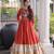 Orange rayon readymade navratri anarkali with kutchi gamthi thread work