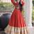 Orange rayon readymade navratri anarkali with kutchi gamthi thread work