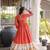 Orange rayon readymade navratri anarkali with kutchi gamthi thread work