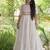 White cotton readymade navratri anarkali with multi thread  & gota patti work