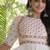 White cotton readymade navratri anarkali with multi thread  & gota patti work