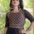 Black cotton readymade navratri anarkali with multi thread  & gota patti work