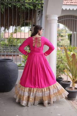 Rani rayon readymade navratri anarkali with kutchi gamthi thread work 5