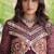 Maroon georgette readymade navratri anarkali with bandhani & kutchi patchework