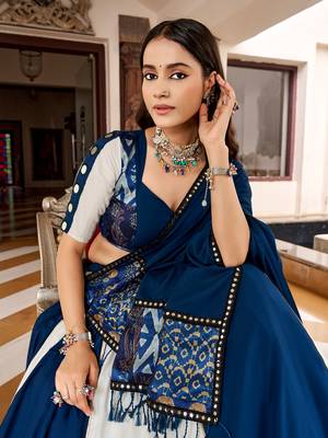 Women's Pure Rayon Printed  free size Lehenga Choli Set with Mirror & Gotta Patti Work 3