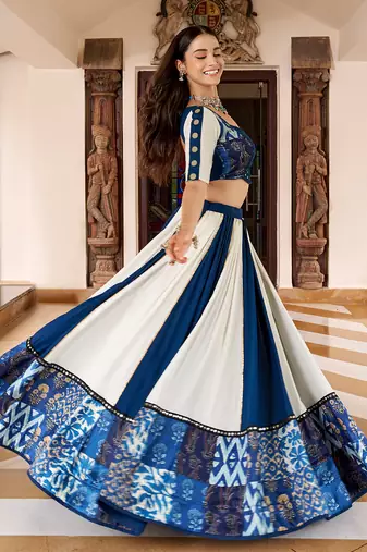 Women's Pure Rayon Printed  free size Lehenga Choli Set with Mirror & Gotta Patti Work