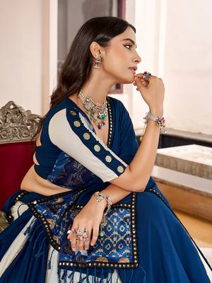 Women's Pure Rayon Printed  free size Lehenga Choli Set with Mirror & Gotta Patti Work 5