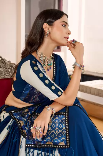 Women's Pure Rayon Printed  free size Lehenga Choli Set with Mirror & Gotta Patti Work
