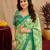pista lilen print work 1 minute ready to wear saree with unstitched blouse piece