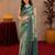 off white lilen print work 1 minute ready to wear saree with unstitched blouse piece