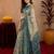 off white lilen print work 1 minute ready to wear saree with unstitched blouse piece