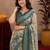 off white lilen print work 1 minute ready to wear saree with unstitched blouse piece