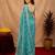 sky blue lilen print work 1 minute ready to wear saree with unstitched blouse piece