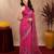 rani pink lilen print work 1 minute ready to wear saree with unstitched blouse piece