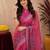 rani pink lilen print work 1 minute ready to wear saree with unstitched blouse piece