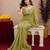 parrot lilen print work 1 minute ready to wear saree with unstitched blouse piece