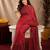 red lilen print work 1 minute ready to wear saree with unstitched blouse piece