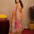 orange lilen print work 1 minute ready to wear saree with unstitched blouse piece