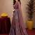 brown lilen print work 1 minute ready to wear saree with unstitched blouse piece