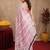 white pink lilen print work 1 minute ready to wear saree with unstitched blouse piece