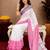 pink black lilen print work 1 minute ready to wear saree with unstitched blouse piece