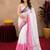 pink black lilen print work 1 minute ready to wear saree with unstitched blouse piece