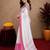 pink black lilen print work 1 minute ready to wear saree with unstitched blouse piece