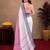 pink black lilen print work 1 minute ready to wear saree with unstitched blouse piece