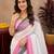 pink black lilen print work 1 minute ready to wear saree with unstitched blouse piece