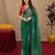 green  lilen print work 1 minute ready to wear saree with unstitched blouse piece