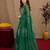 green  lilen print work 1 minute ready to wear saree with unstitched blouse piece
