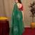 green  lilen print work 1 minute ready to wear saree with unstitched blouse piece