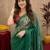 green  lilen print work 1 minute ready to wear saree with unstitched blouse piece