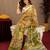 multy color lilen print work 1 minute ready to wear saree with unstitched blouse piece