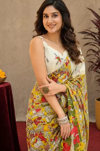 multy color lilen print work 1 minute ready to wear saree with unstitched blouse piece