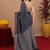 black lilen print work 1 minute ready to wear saree with unstitched blouse piece