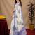white lilen print work 1 minute ready to wear saree with unstitched blouse piece