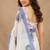 white lilen print work 1 minute ready to wear saree with unstitched blouse piece