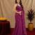 purple lilen print work 1 minute ready to wear saree with unstitched blouse piece