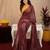 brown yellow lilen print work 1 minute ready to wear saree with unstitched blouse piece