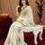 white green lilen print work 1 minute ready to wear saree with unstitched blouse piece