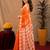 white orange lilen print work 1 minute ready to wear saree with unstitched blouse piece