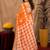 white orange lilen print work 1 minute ready to wear saree with unstitched blouse piece